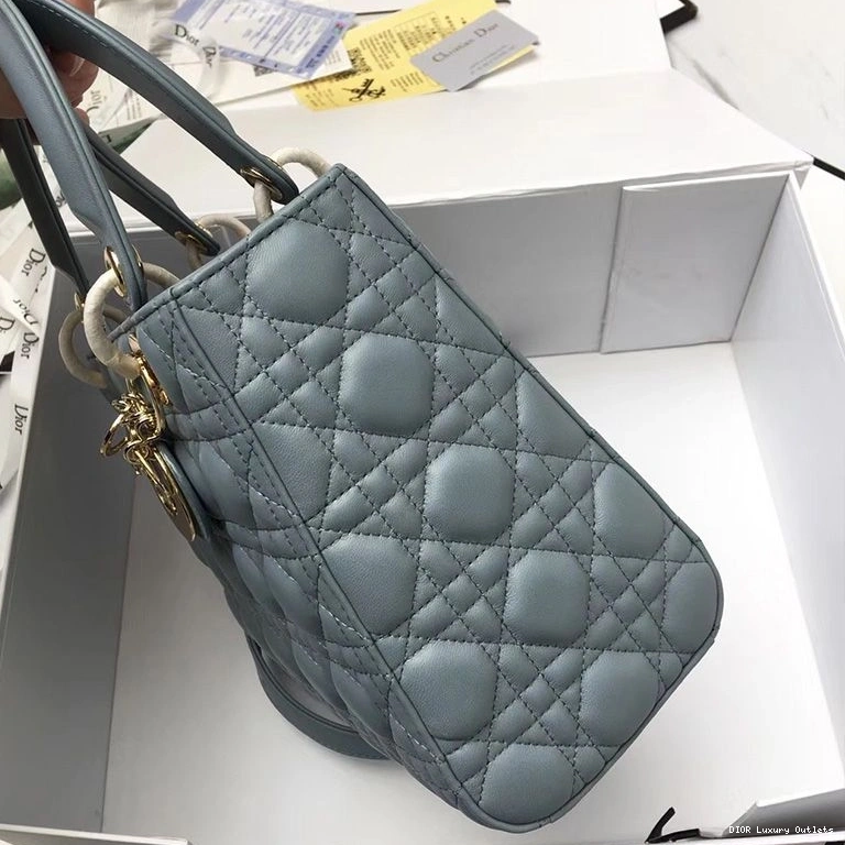 Cheap Lady Bag Medium Sky Lambskin Dior Gold Cannage Blue 0814 Luxury